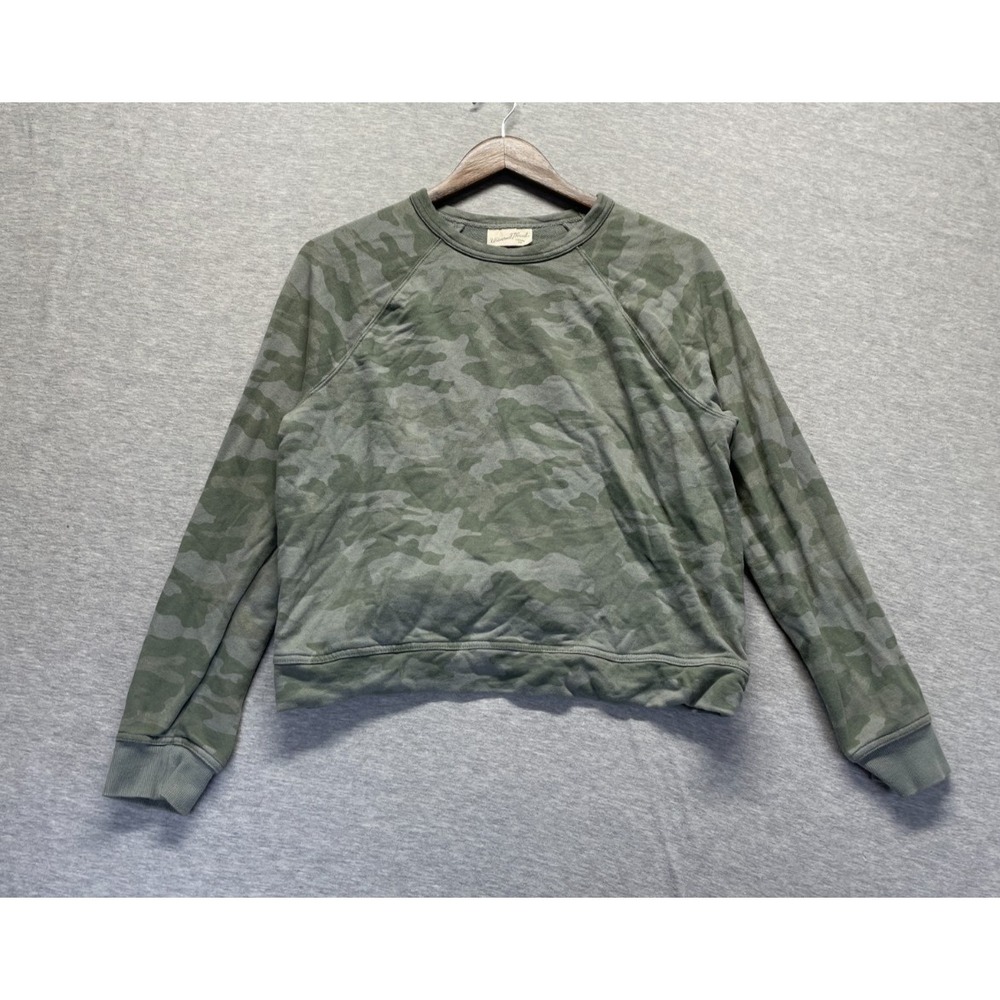 Universal Thread Sweatshirt Womens Medium Green Camouflage Cotton Ribbed Trim
